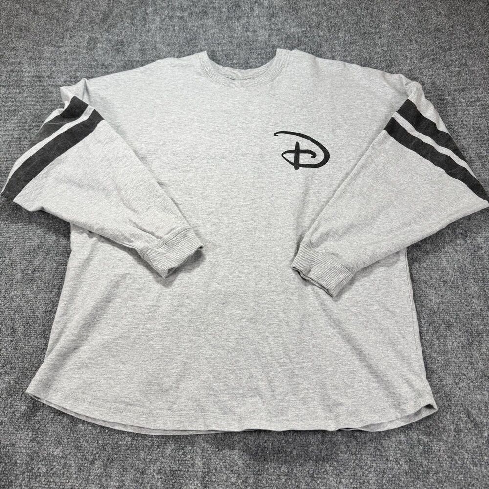 Disney Mickey Mouse Shirt Youth Large Gray Graphic Long Sleeve Cotton